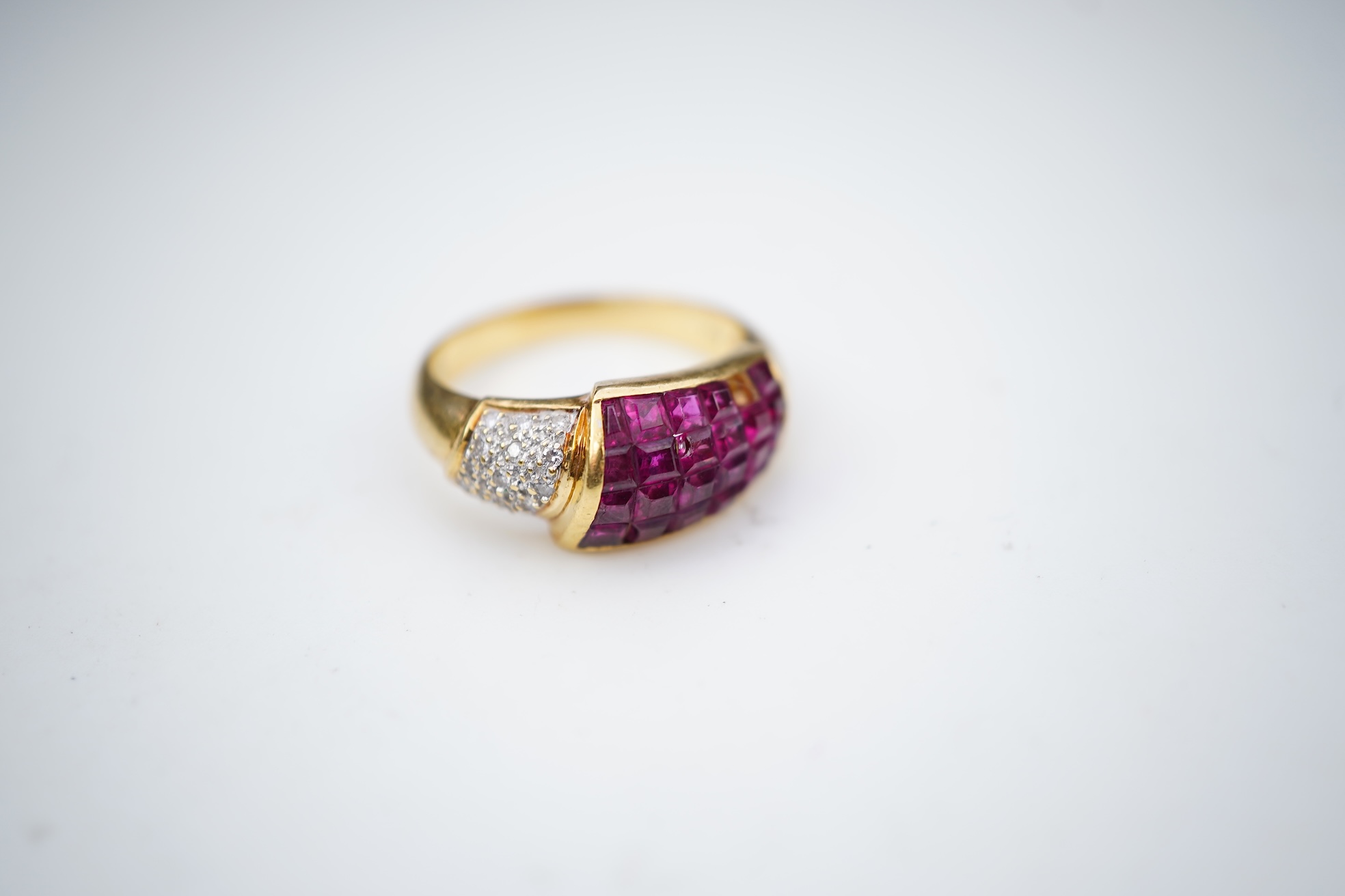 A ruby and diamond ring